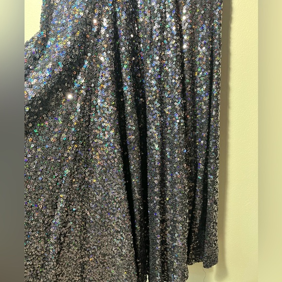 Badgley Mischka Collection Dress Sequin Silver Hourglass Mermaid Pencil Maxi - Picture 5 of 8